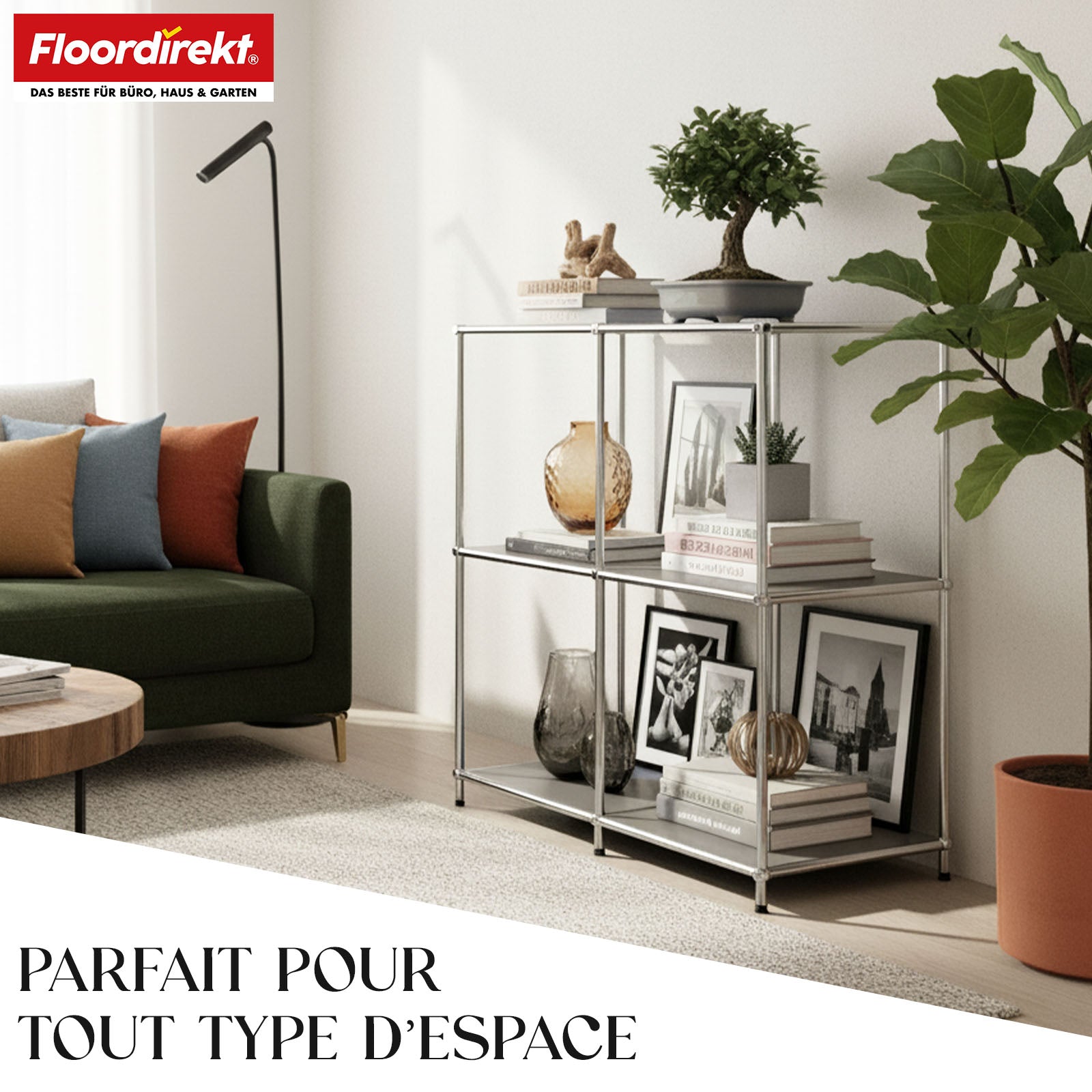 Étagère métallique | Concept Epure MK-027 | Buffet ouvert à 3 niveaux et étagère de rangement | Disponible en plusieurs couleurs