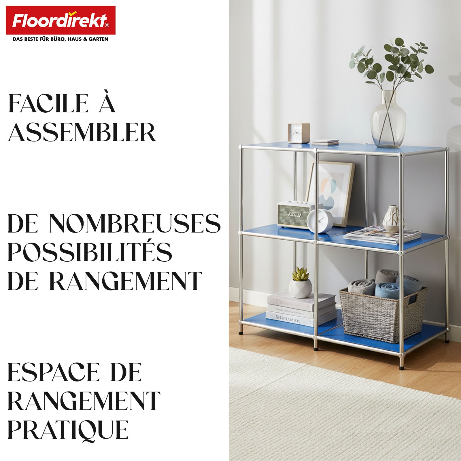 Étagère métallique | Concept Epure MK-027 | Buffet ouvert à 3 niveaux et étagère de rangement | Disponible en plusieurs couleurs