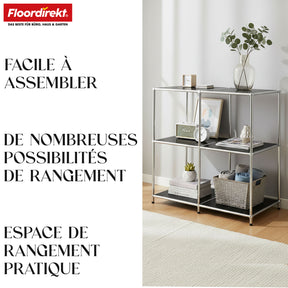 Étagère métallique | Concept Epure MK-027 | Buffet ouvert à 3 niveaux et étagère de rangement | Disponible en plusieurs couleurs