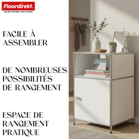 Étagère métallique | Concept Epure MK-040 | Étagère de rangement à 3 niveaux avec porte et tablettes | Disponible en plusieurs couleurs