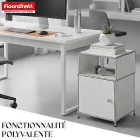 Étagère métallique | Concept Epure MK-040 | Étagère de rangement à 3 niveaux avec porte et tablettes | Disponible en plusieurs couleurs