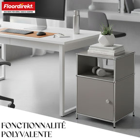 Étagère métallique | Concept Epure MK-040 | Étagère de rangement à 3 niveaux avec porte et tablettes | Disponible en plusieurs couleurs