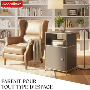 Étagère métallique | Concept Epure MK-040 | Étagère de rangement à 3 niveaux avec porte et tablettes | Disponible en plusieurs couleurs