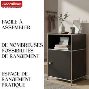 Étagère métallique | Concept Epure MK-040 | Étagère de rangement à 3 niveaux avec porte et tablettes | Disponible en plusieurs couleurs