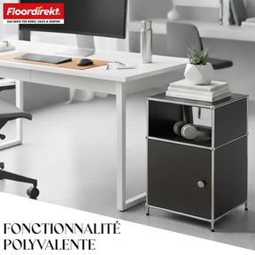 Étagère métallique | Concept Epure MK-040 | Étagère de rangement à 3 niveaux avec porte et tablettes | Disponible en plusieurs couleurs