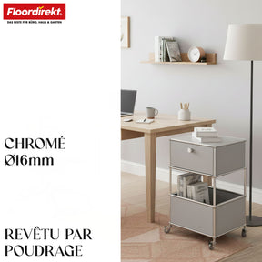 Étagère métallique | Concept Epure MK-145 | Caisson à roulettes à 3 niveaux avec tiroir et étagères | Disponible en plusieurs couleurs