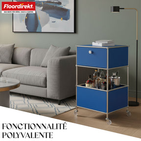 Étagère métallique | Concept Epure MK-145 | Caisson à roulettes à 3 niveaux avec tiroir et étagères | Disponible en plusieurs couleurs