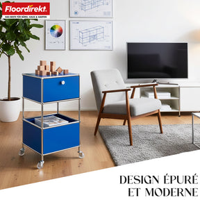 Étagère métallique | Concept Epure MK-145 | Caisson à roulettes à 3 niveaux avec tiroir et étagères | Disponible en plusieurs couleurs