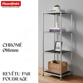 Étagère métallique | Concept Epure MK-005 | Étagère à 4 niveaux avec tablettes ouvertes | Disponible en plusieurs couleurs