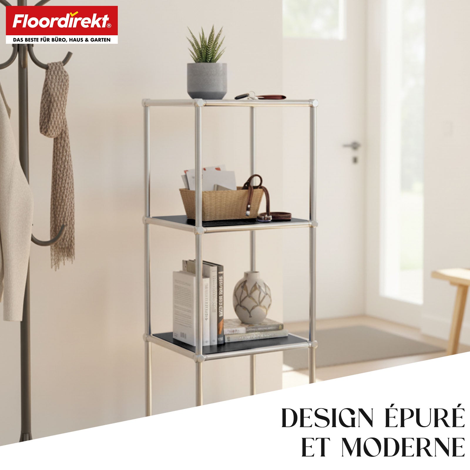 Étagère métallique | Concept Epure MK-005 | Étagère à 4 niveaux avec tablettes ouvertes | Disponible en plusieurs couleurs