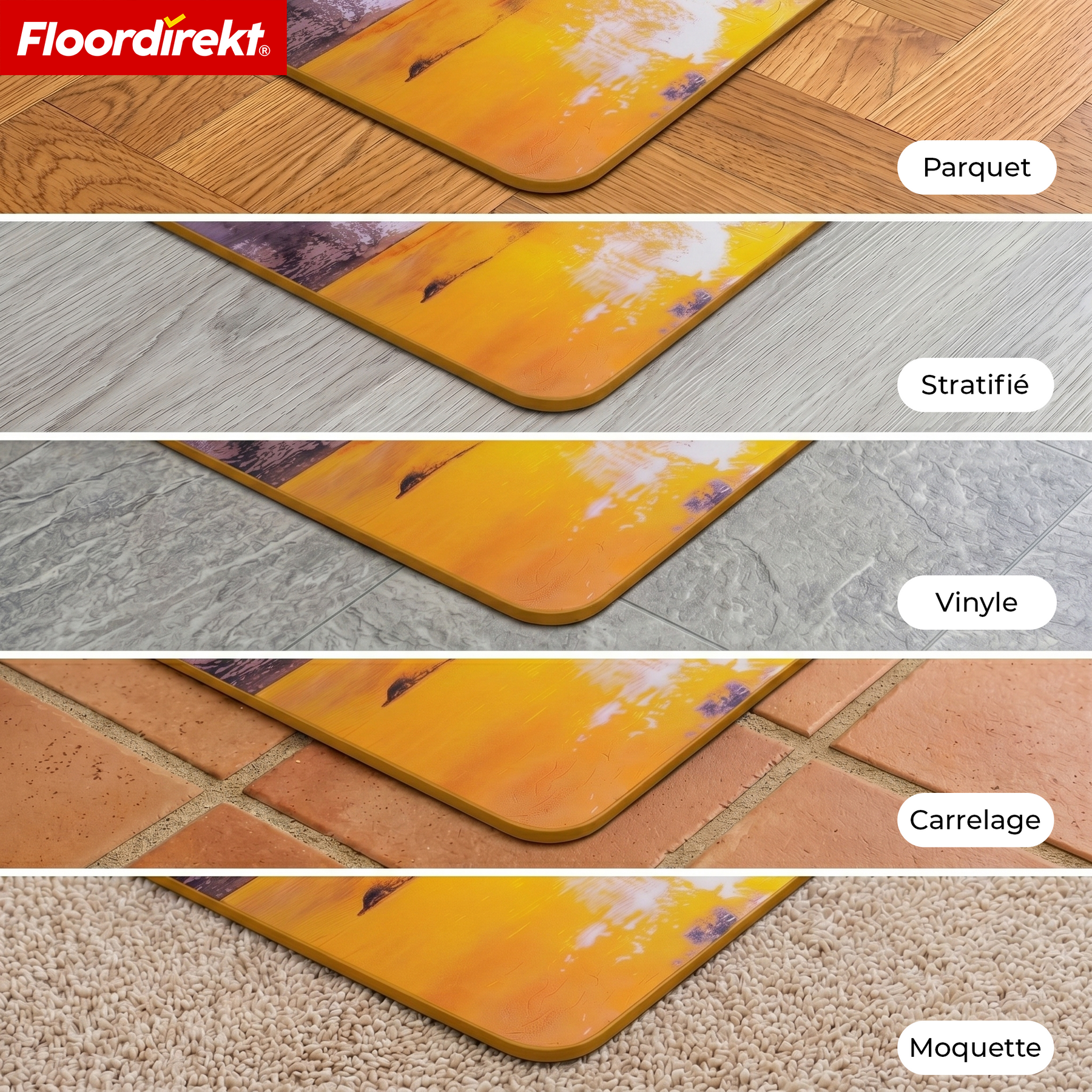 Tapis de protection de sol design | Protection robuste de chaise de bureau en PVC spécial pour bureau & télétravail | 80 x 118 cm