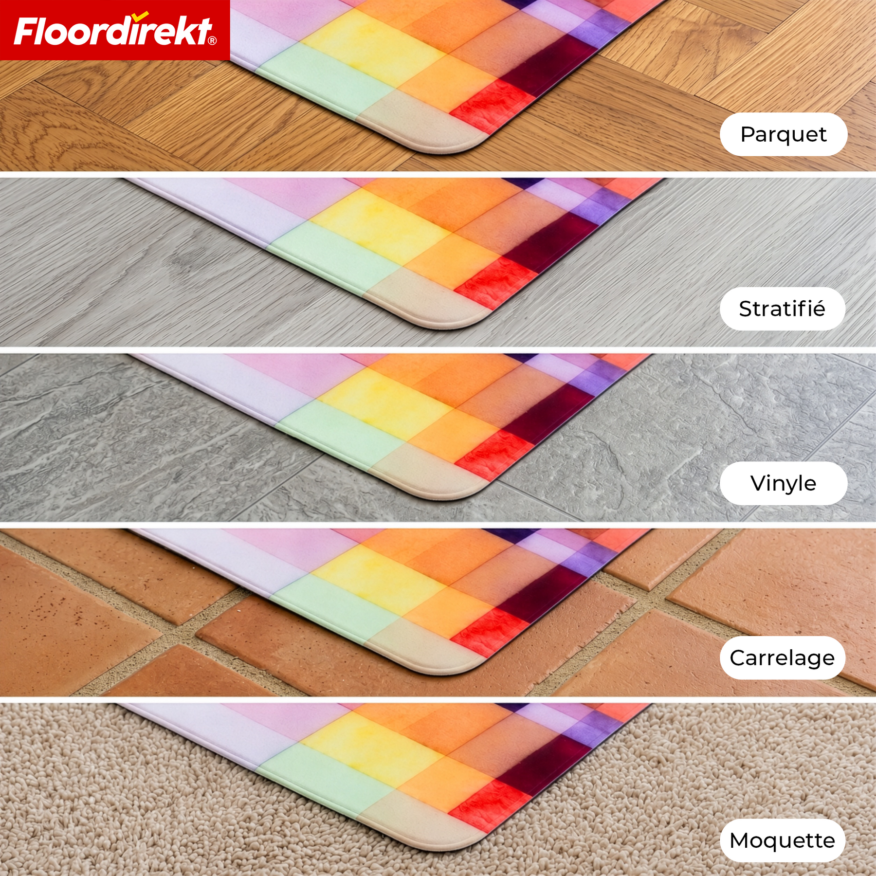 Tapis de protection de sol design | Protection robuste de chaise de bureau en PVC spécial pour bureau & télétravail | 80 x 118 cm