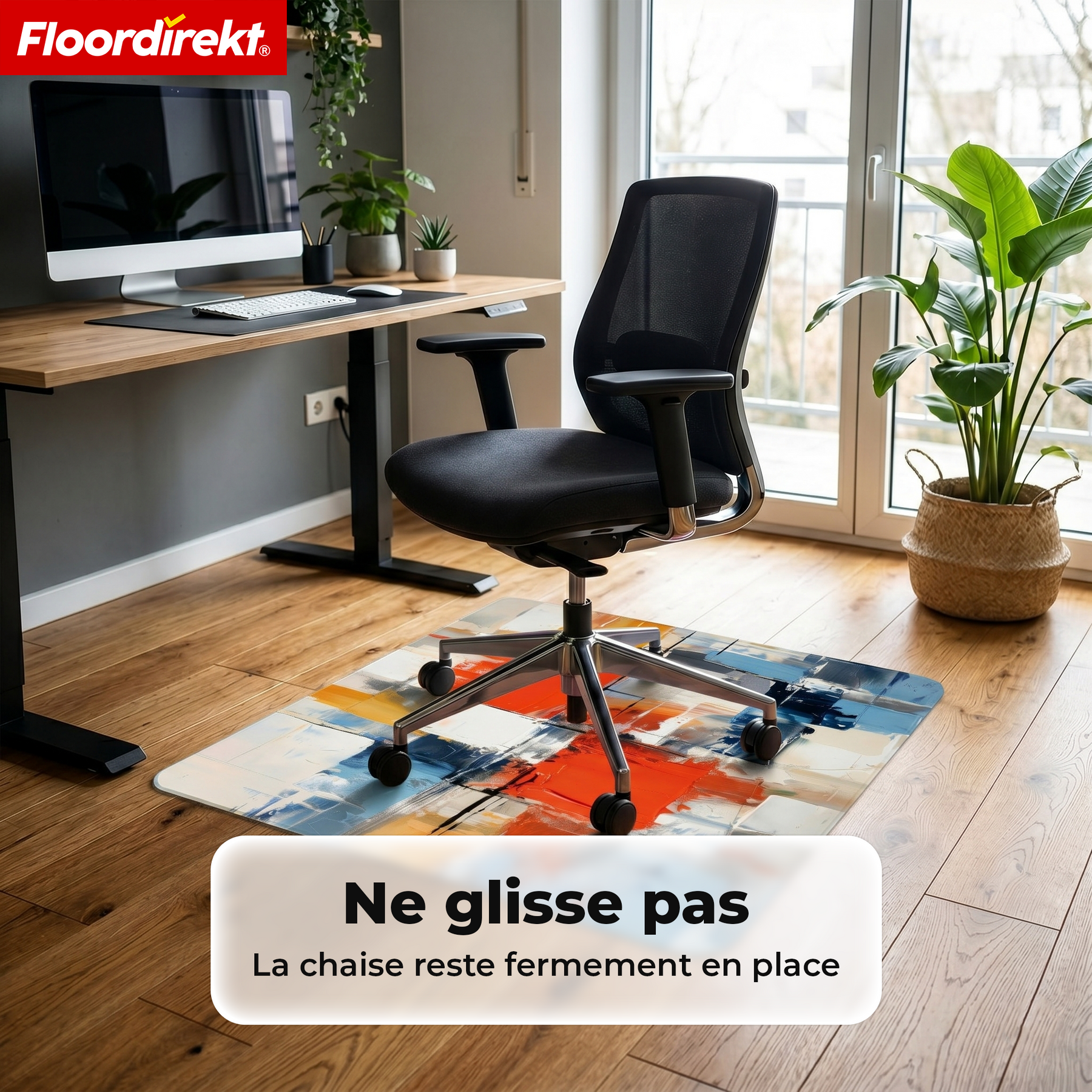 Tapis de protection de sol design | Protection robuste de chaise de bureau en PVC spécial pour bureau & télétravail | 80 x 118 cm