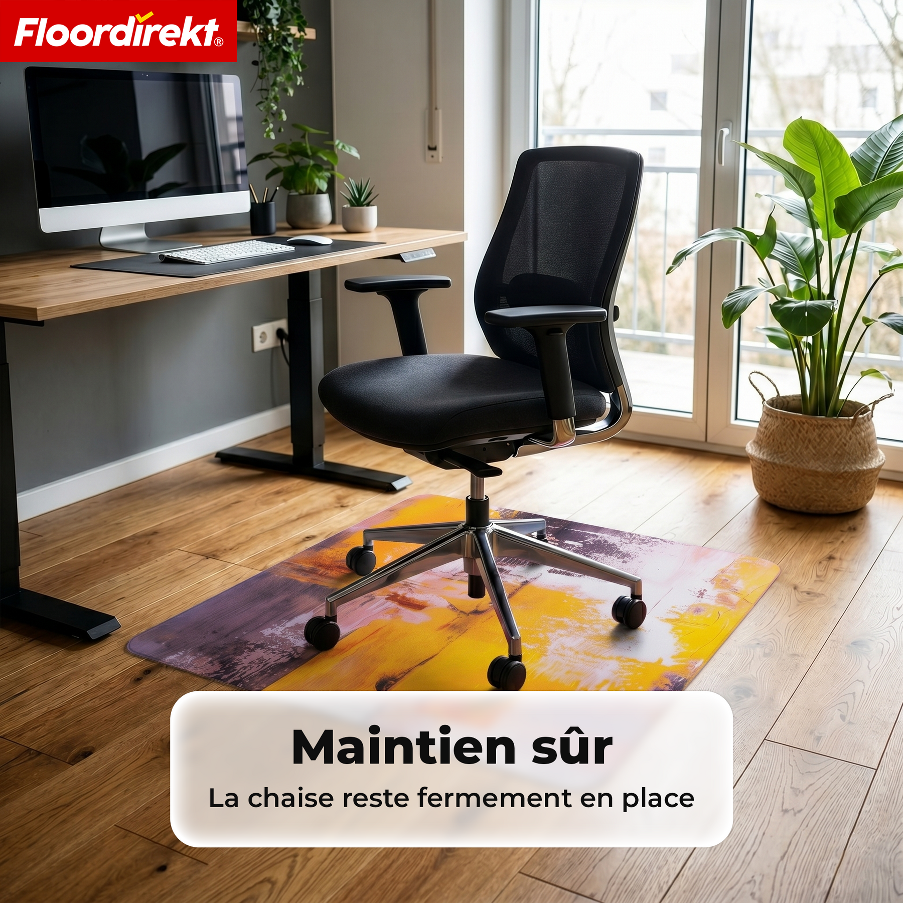 Tapis de protection de sol design | Protection robuste de chaise de bureau en PVC spécial pour bureau & télétravail | 80 x 118 cm