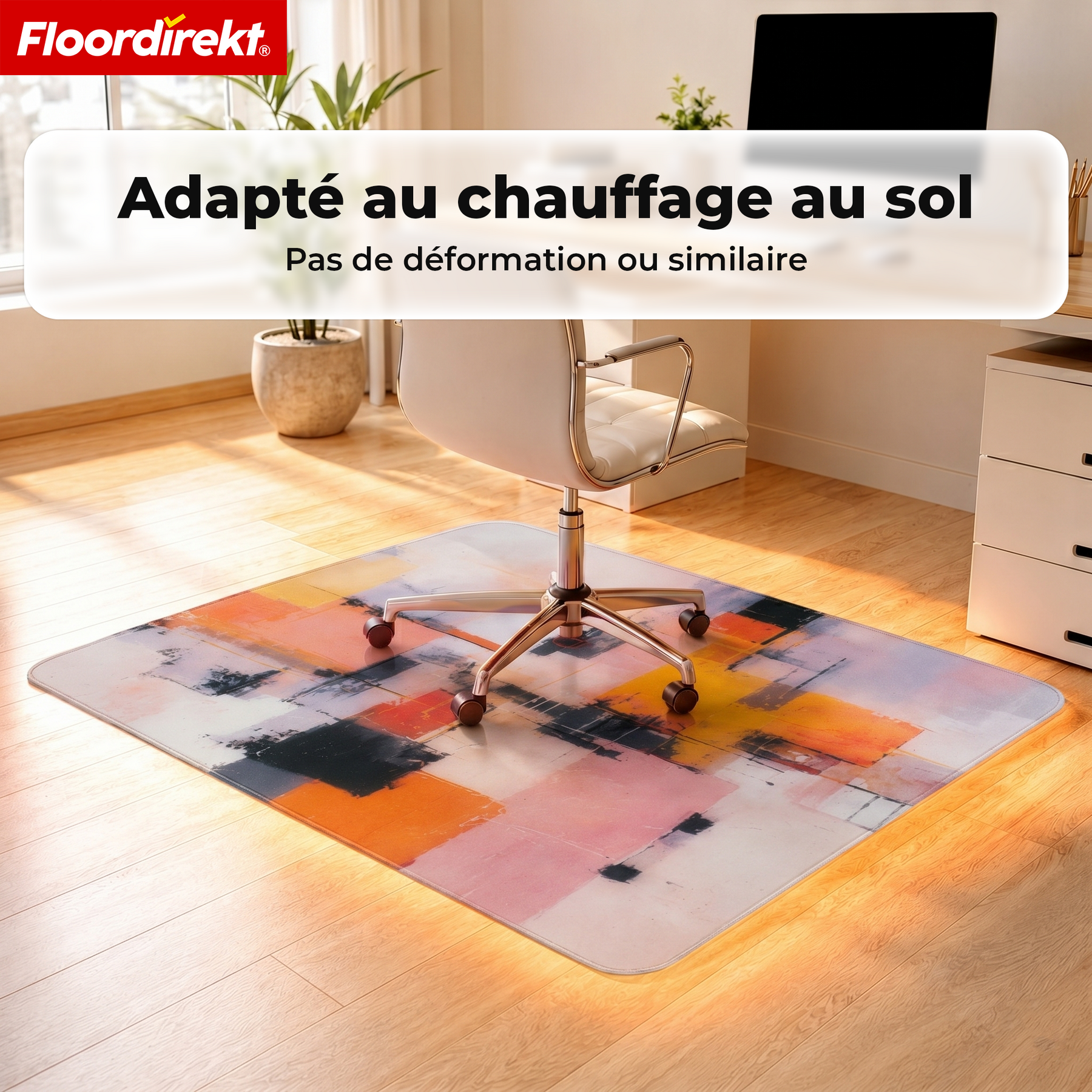 Tapis de protection de sol design | Protection robuste de chaise de bureau en PVC spécial pour bureau & télétravail | 80 x 118 cm