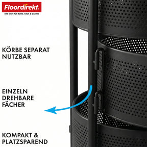 Chariot de rangement | Henry | Chariot de cuisine en acier avec roulettes | Chariot de service | 3 ou 5 niveaux | Blanc & Noir