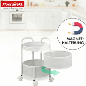 Chariot de rangement | Henry | Chariot de cuisine en acier avec roulettes | Chariot de service | 3 ou 5 niveaux | Blanc & Noir