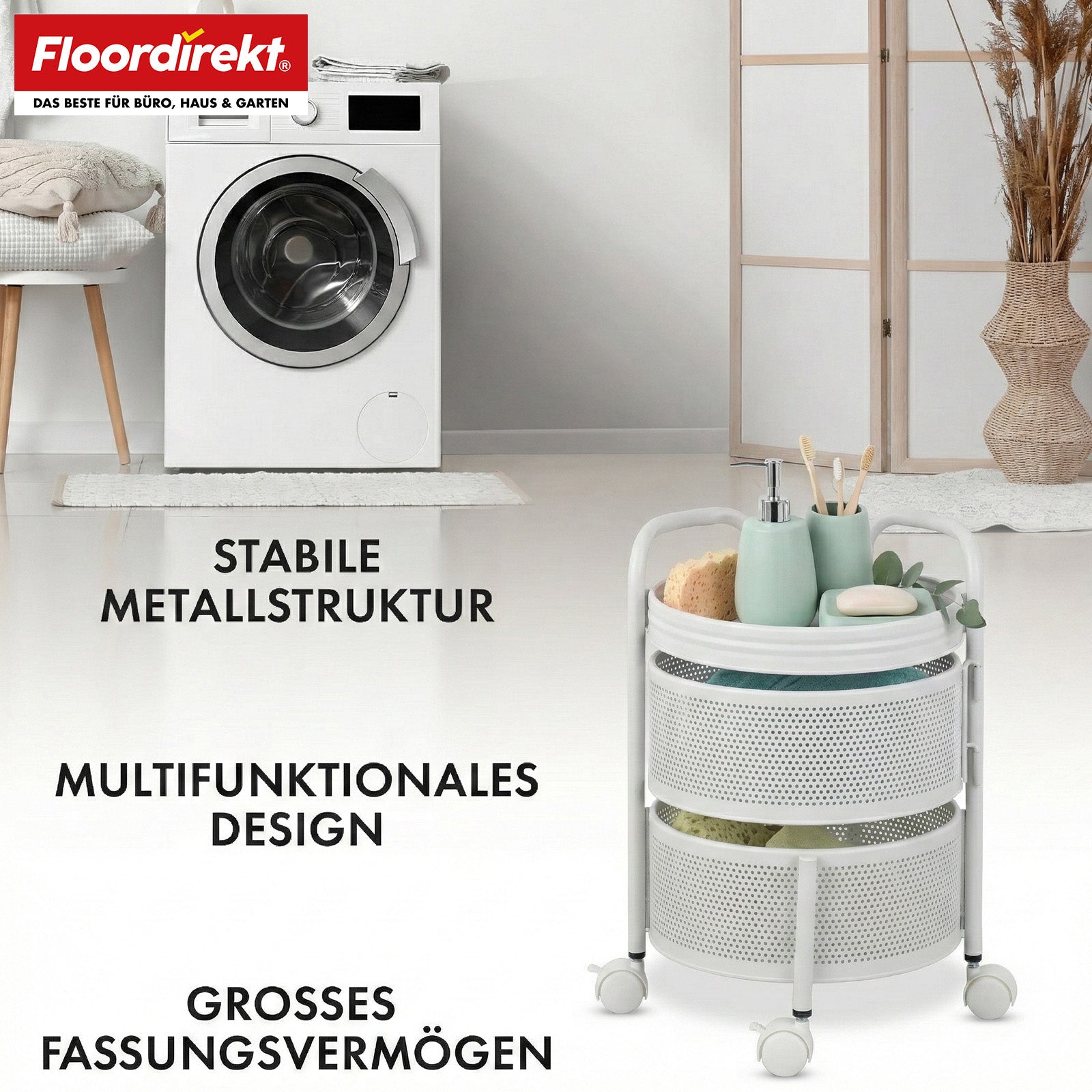 Chariot de rangement | Henry | Chariot de cuisine en acier avec roulettes | Chariot de service | 3 ou 5 niveaux | Blanc & Noir