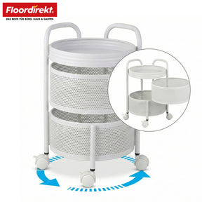 Chariot de rangement | Henry | Chariot de cuisine en acier avec roulettes | Chariot de service | 3 ou 5 niveaux | Blanc & Noir