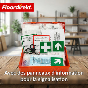 Trousse de premiers secours | DIN 13157:2021 | Coffret de secours avec support mural & autocollants ISO