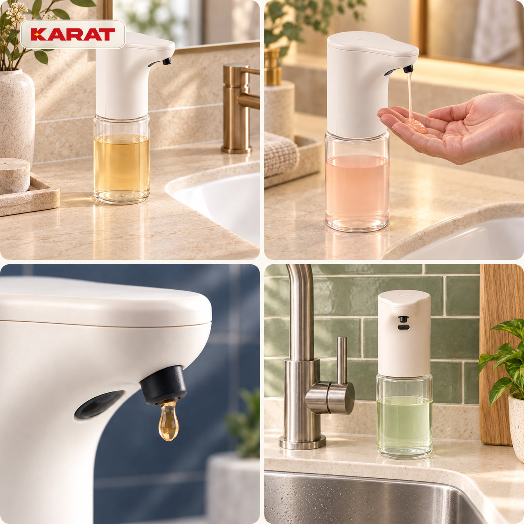 Distributeur automatique de savon liquide | Elara | Capteur sans contact pour savon liquide | 300 ml | 5 coloris