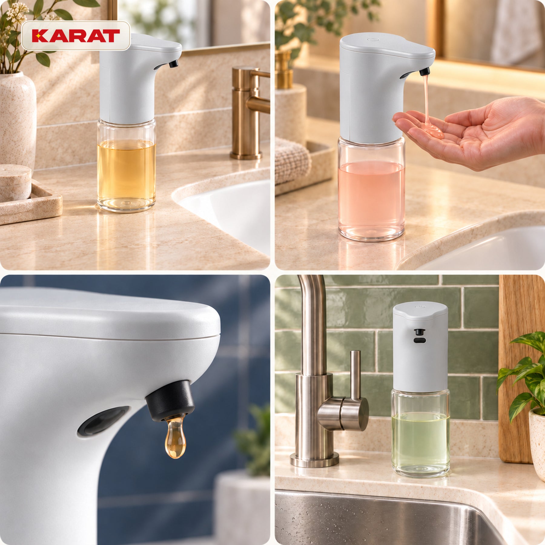 Distributeur automatique de savon liquide | Elara | Capteur sans contact pour savon liquide | 300 ml | 5 coloris