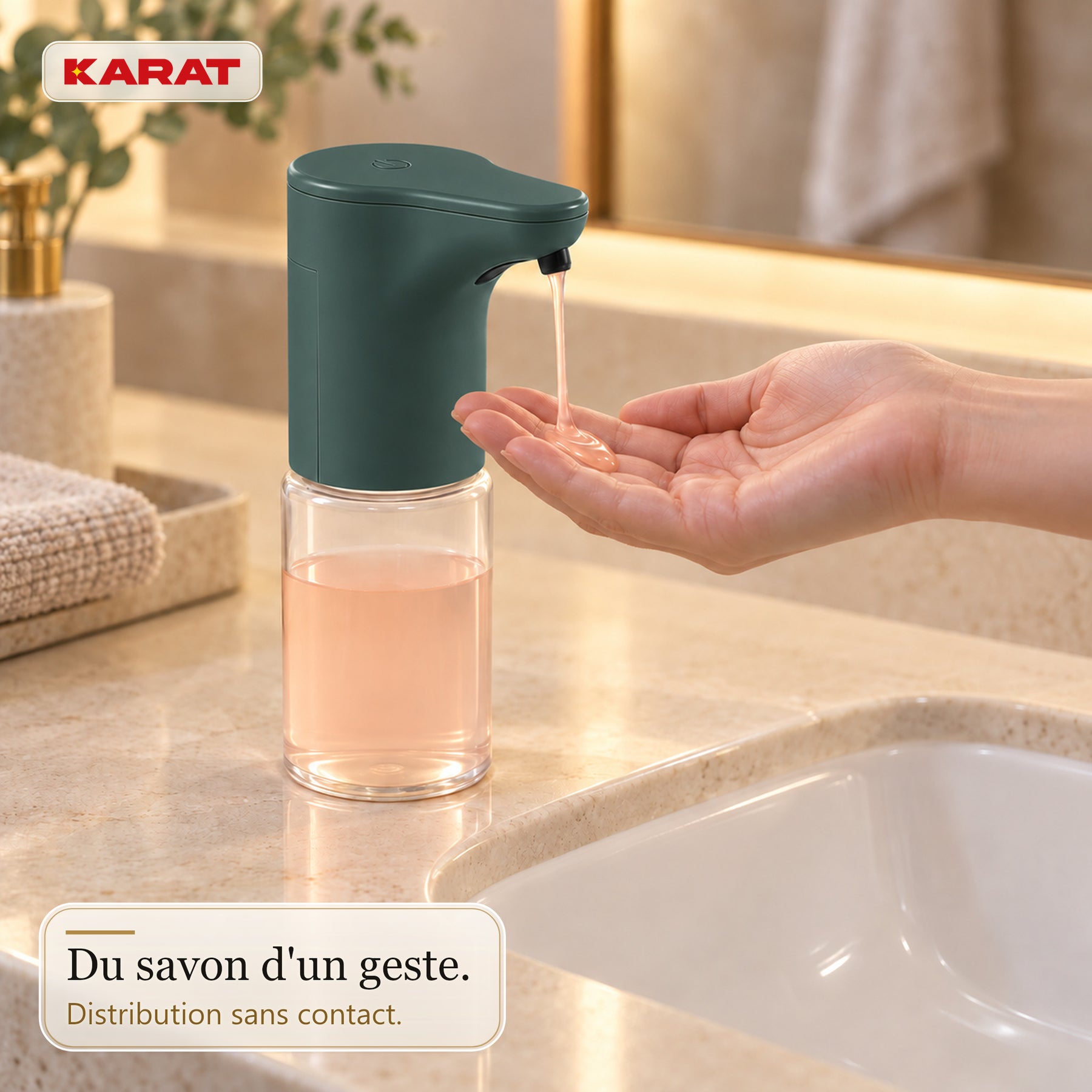 Distributeur automatique de savon liquide | Elara | Capteur sans contact pour savon liquide | 300 ml | 5 coloris