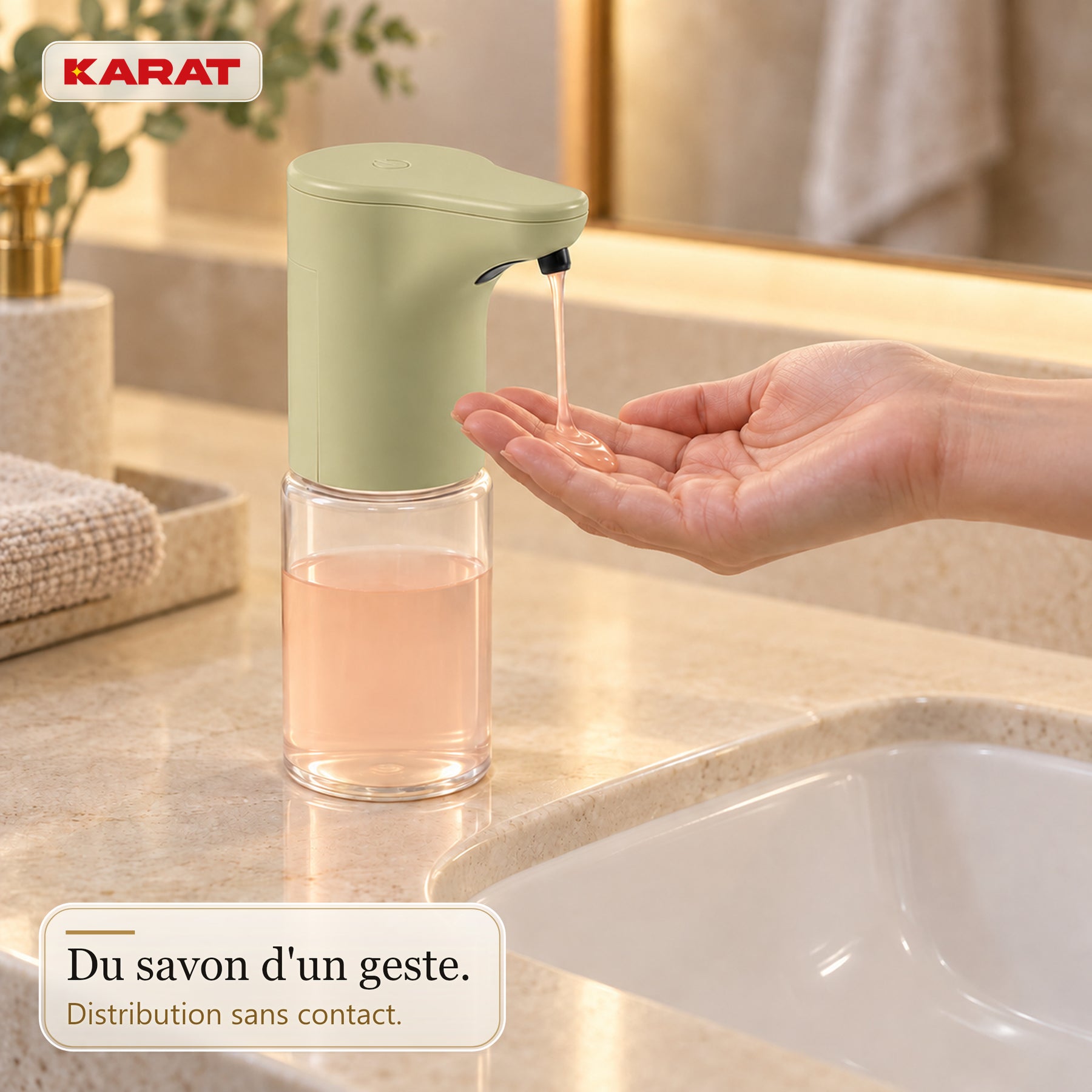 Distributeur automatique de savon liquide | Elara | Capteur sans contact pour savon liquide | 300 ml | 5 coloris