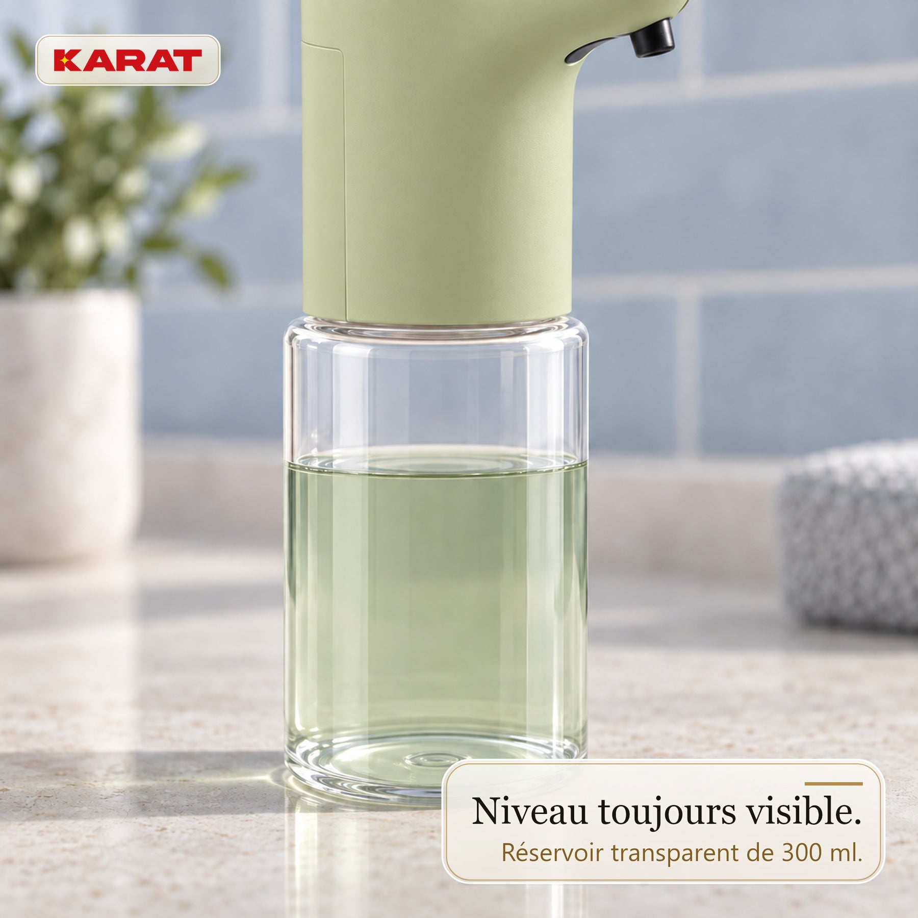 Distributeur automatique de savon liquide | Elara | Capteur sans contact pour savon liquide | 300 ml | 5 coloris