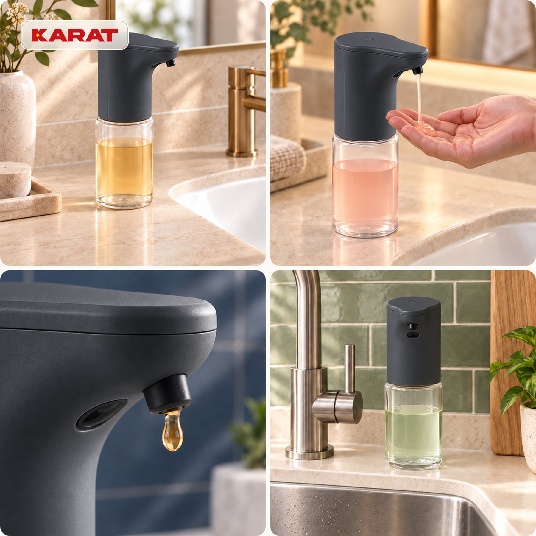 Distributeur automatique de savon liquide | Elara | Capteur sans contact pour savon liquide | 300 ml | 5 coloris