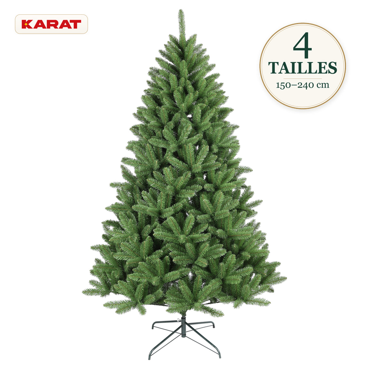 Sapin de Noël artificiel | Evergreen | Aspect sapin dense avec pied en métal | 150–240 cm
