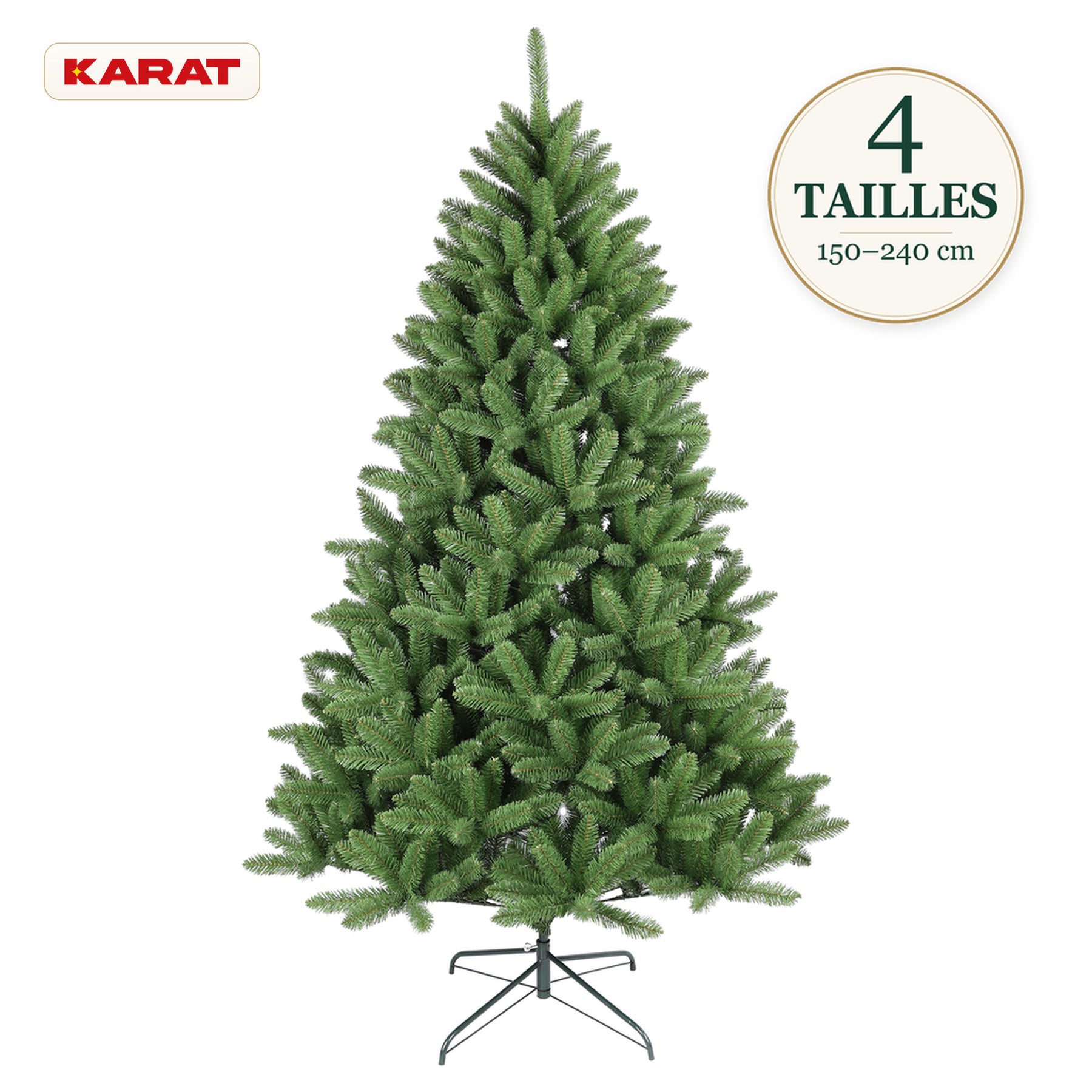 Sapin de Noël artificiel | Evergreen | Aspect sapin dense avec pied en métal | 150–240 cm