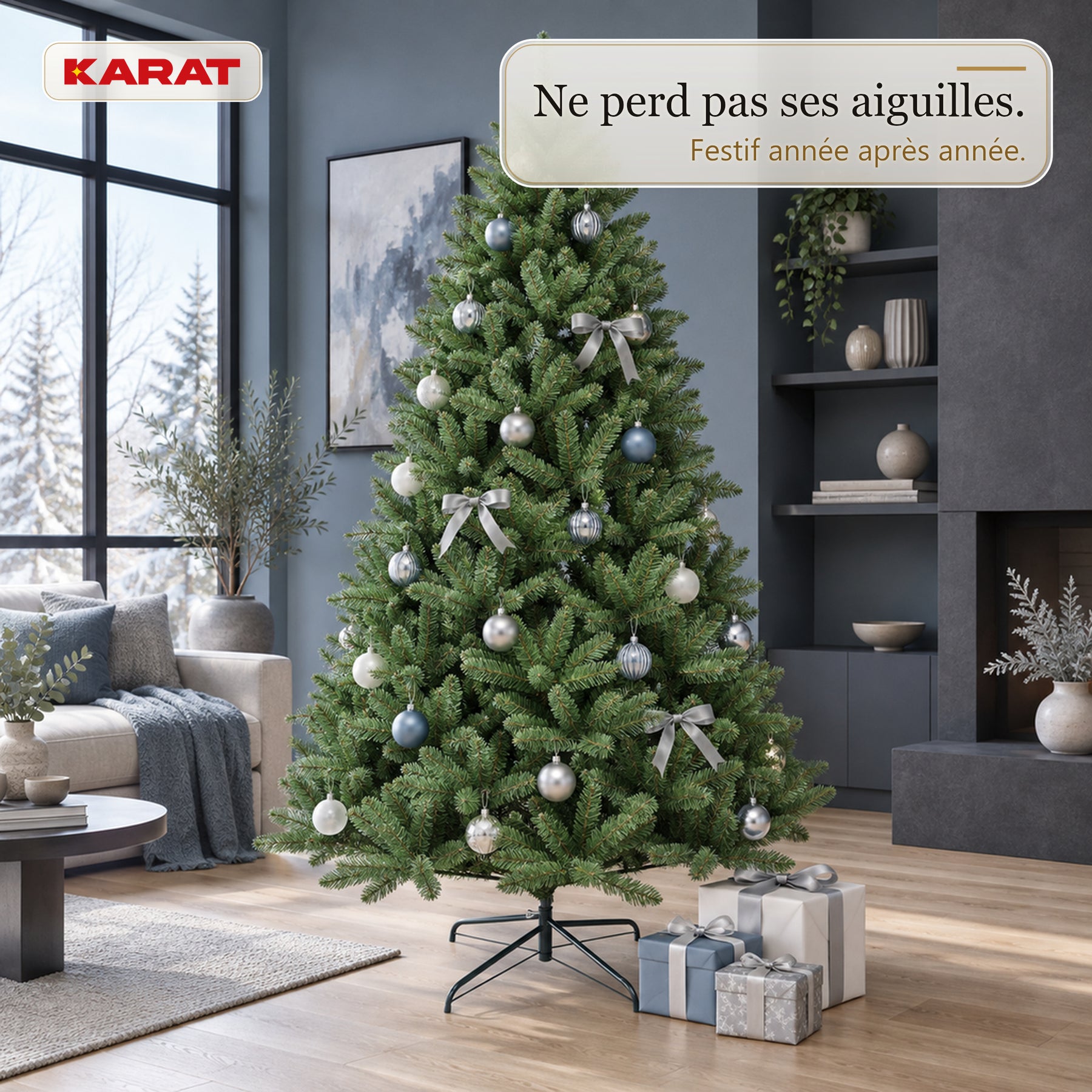 Sapin de Noël artificiel | Evergreen | Aspect sapin dense avec pied en métal | 150–240 cm