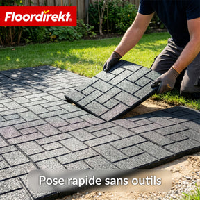 Dalle amortissante | Paving Tile | 50x50 cm 25 mm | Dalle en caoutchouc aspect pavé | Terrasse, jardin & extérieur