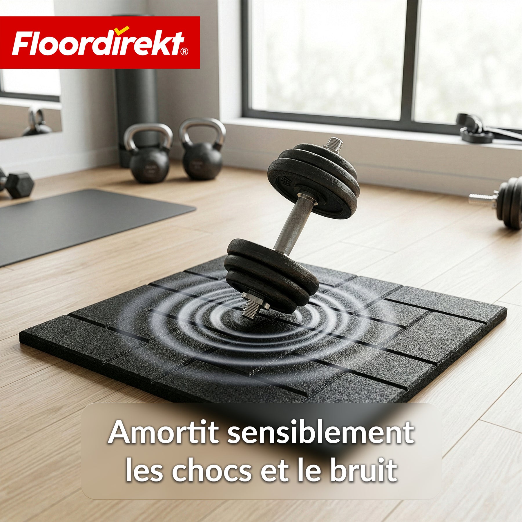 Dalle amortissante | Paving Tile | 50x50 cm 25 mm | Dalle en caoutchouc aspect pavé | Terrasse, jardin & extérieur