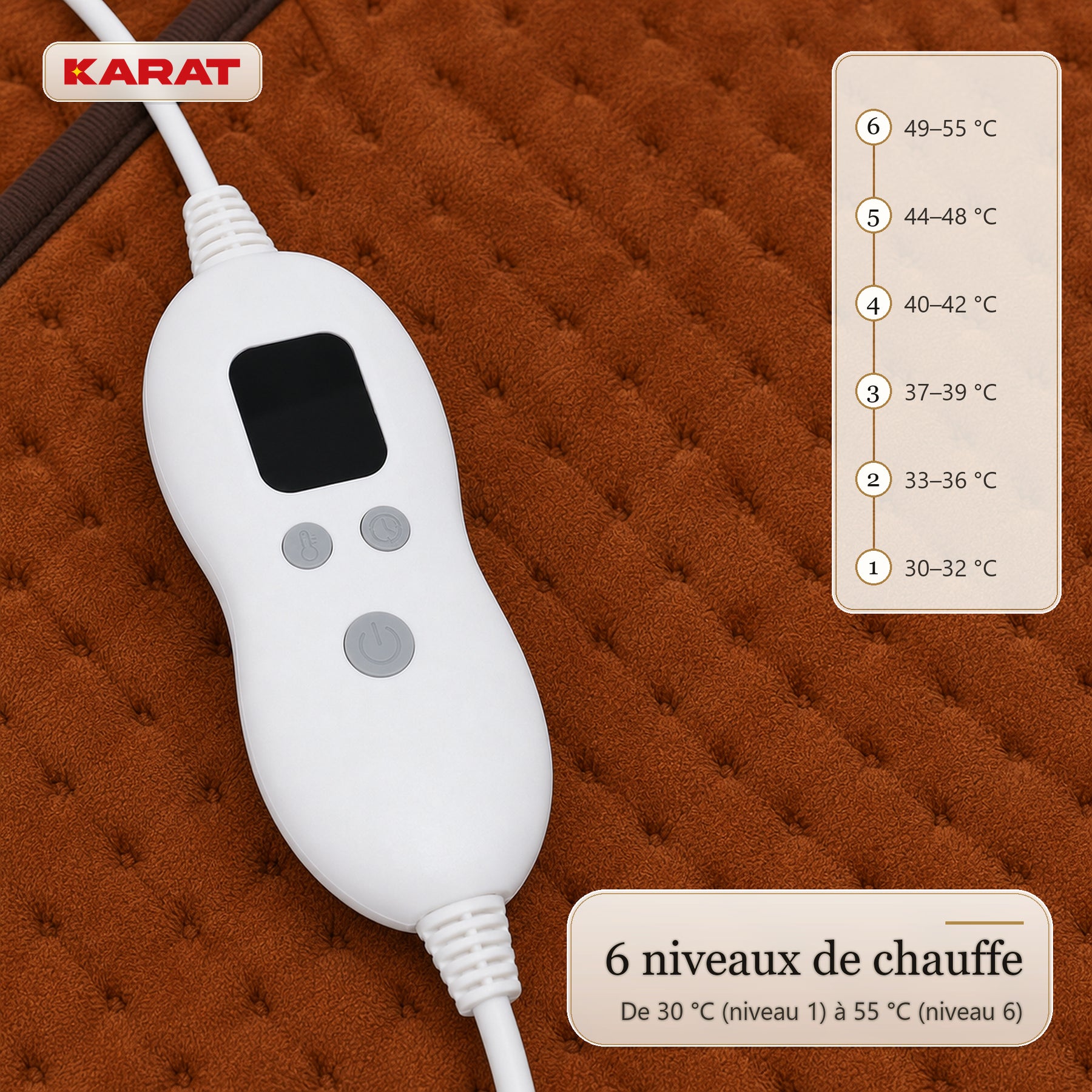 Chauffe-pieds électrique | Fjord | 6 niveaux jusqu’à 55 °C, minuterie & doublure Sherpa | 4 couleurs