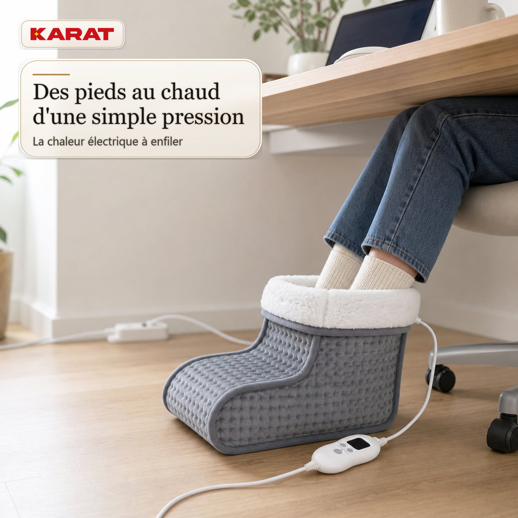Chauffe-pieds électrique | Fjord | 6 niveaux jusqu’à 55 °C, minuterie & doublure Sherpa | 4 couleurs