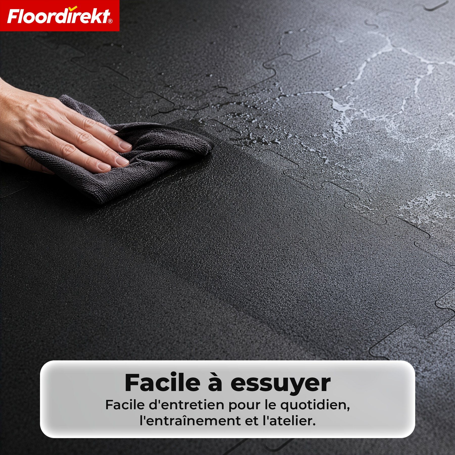Tapis emboîtable en caoutchouc | Tapis de protection de sol robuste pour appareils de fitness & espaces de travail | 50 x 50 cm