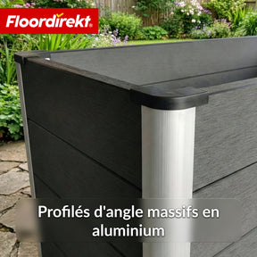 Bac surélevé en WPC | Kasos | 150 x 70 x 75 cm | Anthracite | Résistant aux intempéries, ergonomique & durable | Fond ouvert pour éviter l'accumulation d'eau