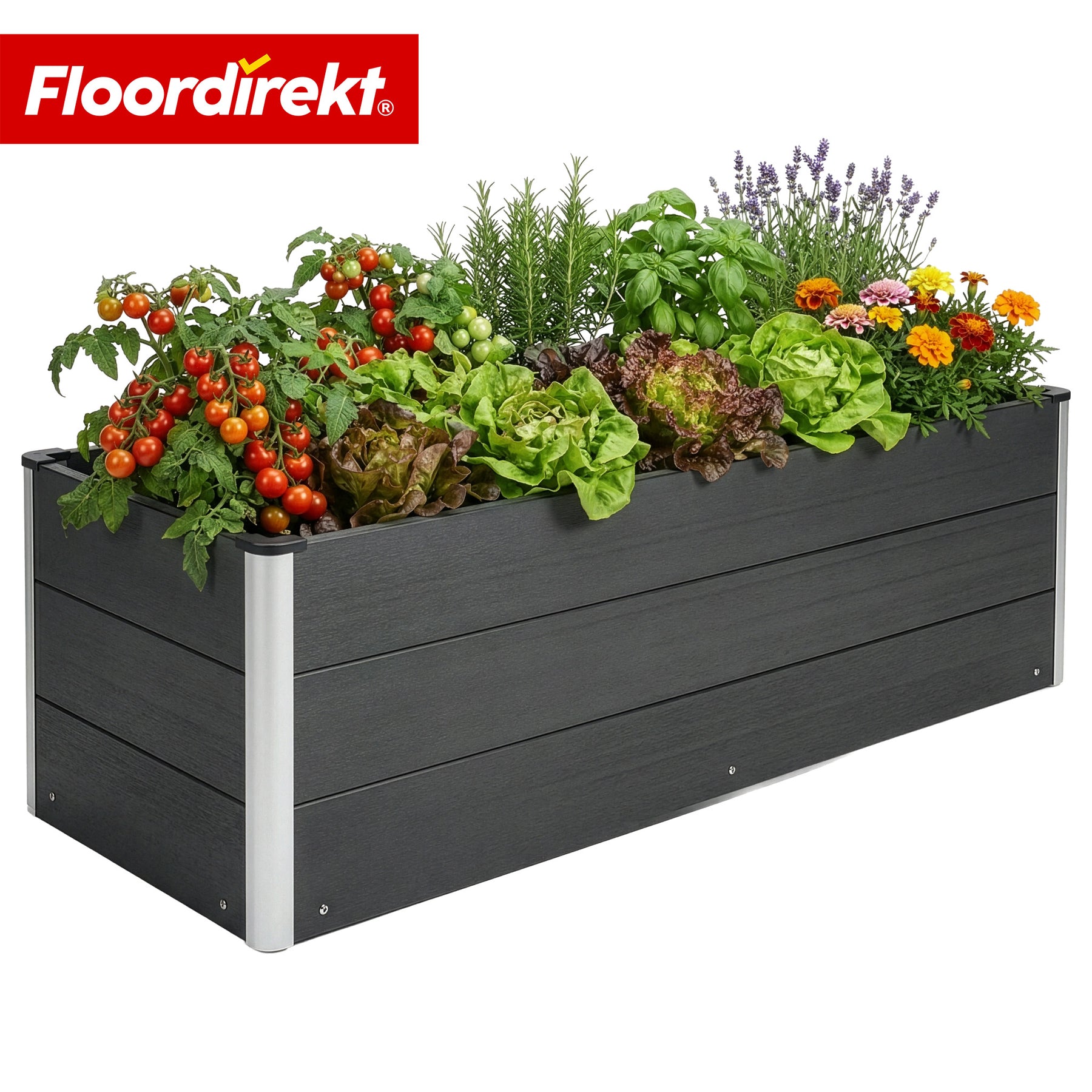 Bac surélevé en WPC | Paros | Anthracite | Résistant aux intempéries & durable | Pour jardin & terrasse | Plusieurs dimensions
