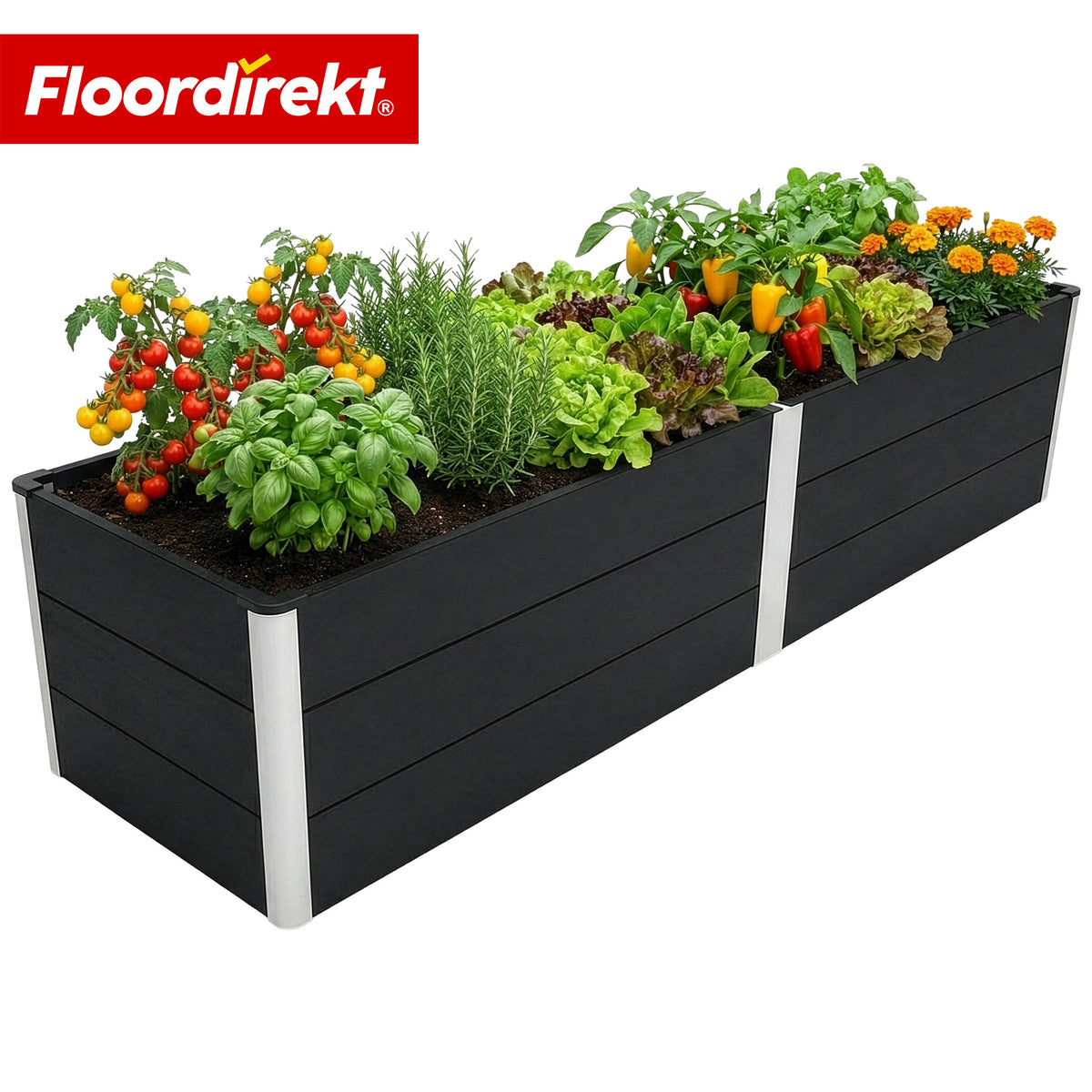 Bac surélevé en WPC | Paros | Anthracite | Résistant aux intempéries & durable | Pour jardin & terrasse | Plusieurs dimensions