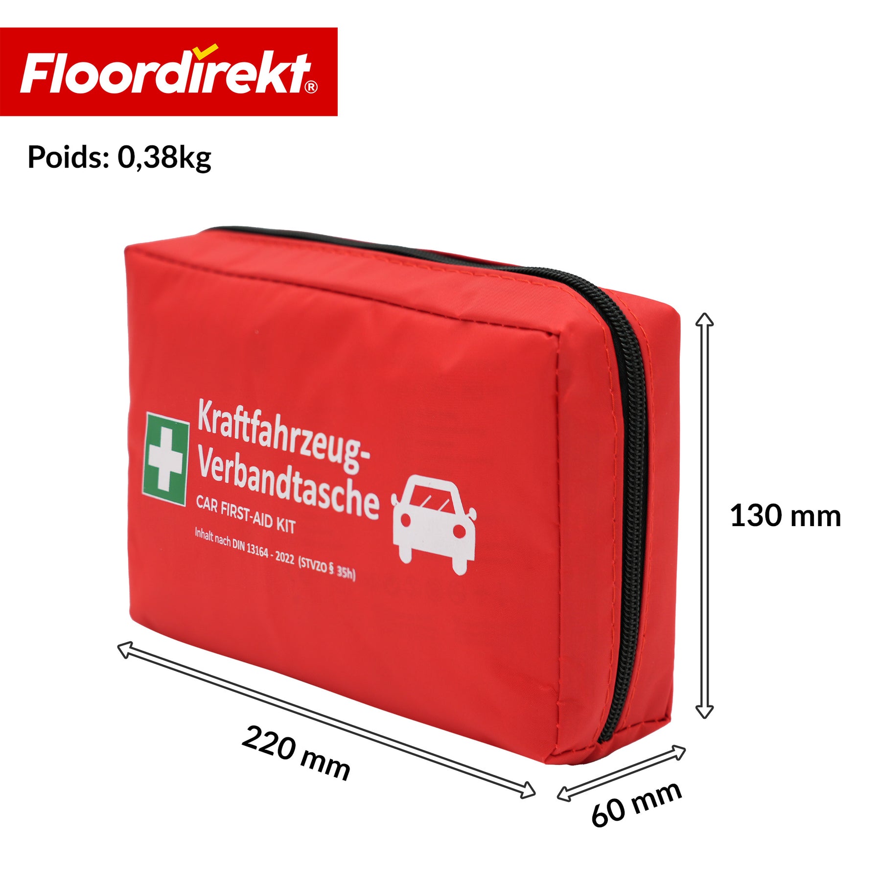 Trousse de secours voiture DIN 13164:2022 | Kit de premiers secours pour voiture | Trousse de secours automobile conforme à l’équipement obligatoire du véhicule