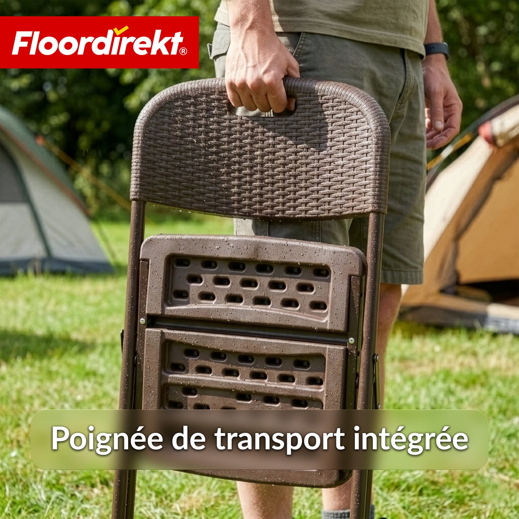 Chaise pliante lot de 2 | Niigata | Chaise de jardin pliante marron aspect rotin