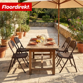 Chaise pliante lot de 2 | Niigata | Chaise de jardin pliante marron aspect rotin