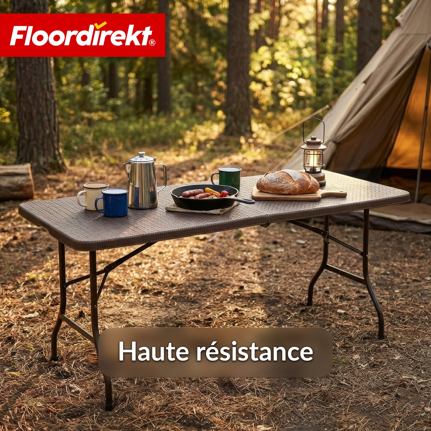 Table pliante | Miyako | Table de jardin résistante aux intempéries 183 × 75 cm | Pliable avec poignée de transport pour jardin, terrasse & événements