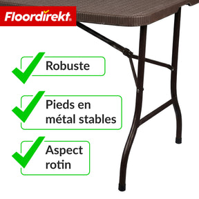Table pliante | Miyako | Table de jardin résistante aux intempéries 183 × 75 cm | Pliable avec poignée de transport pour jardin, terrasse & événements