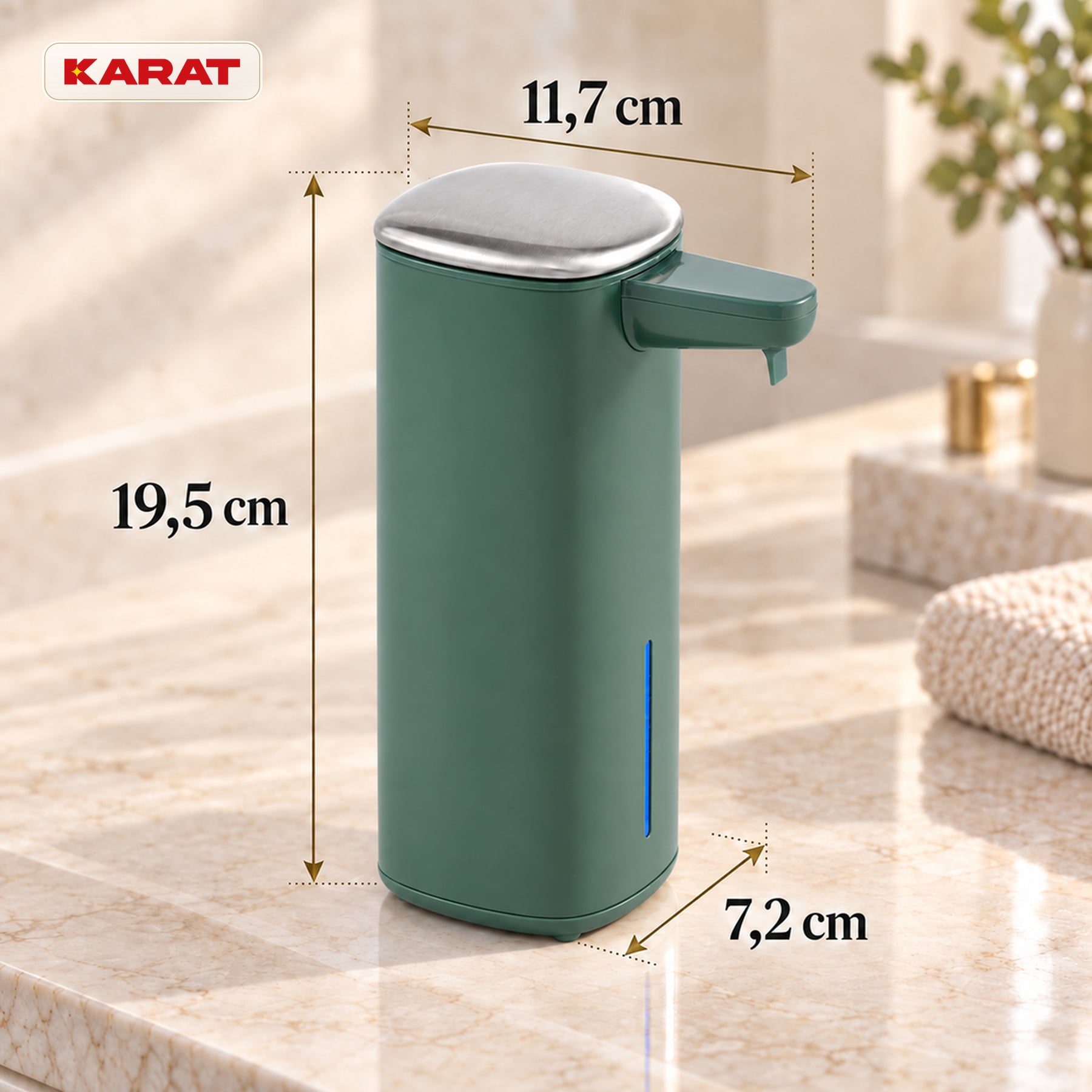 Distributeur automatique de savon mousse | Liora | Sans contact avec capteur, batterie USB-C & inox | 250 ml