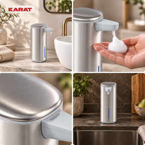 Distributeur automatique de savon mousse | Liora | Sans contact avec capteur, batterie USB-C & inox | 250 ml