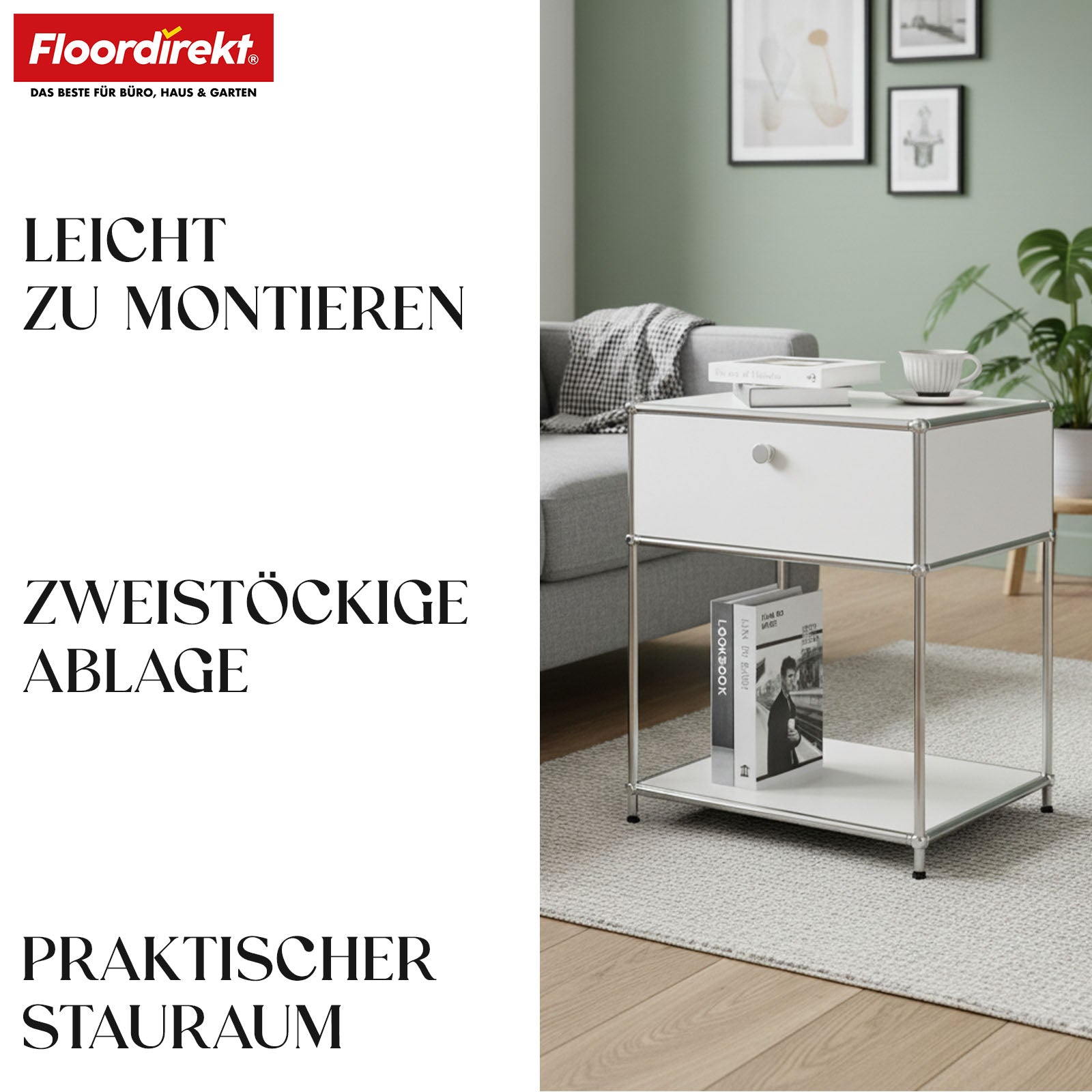 Étagère métallique | Concept Epure MK-139 | Étagère d'appoint et de rangement avec tiroir et tablettes | Disponible en plusieurs couleurs