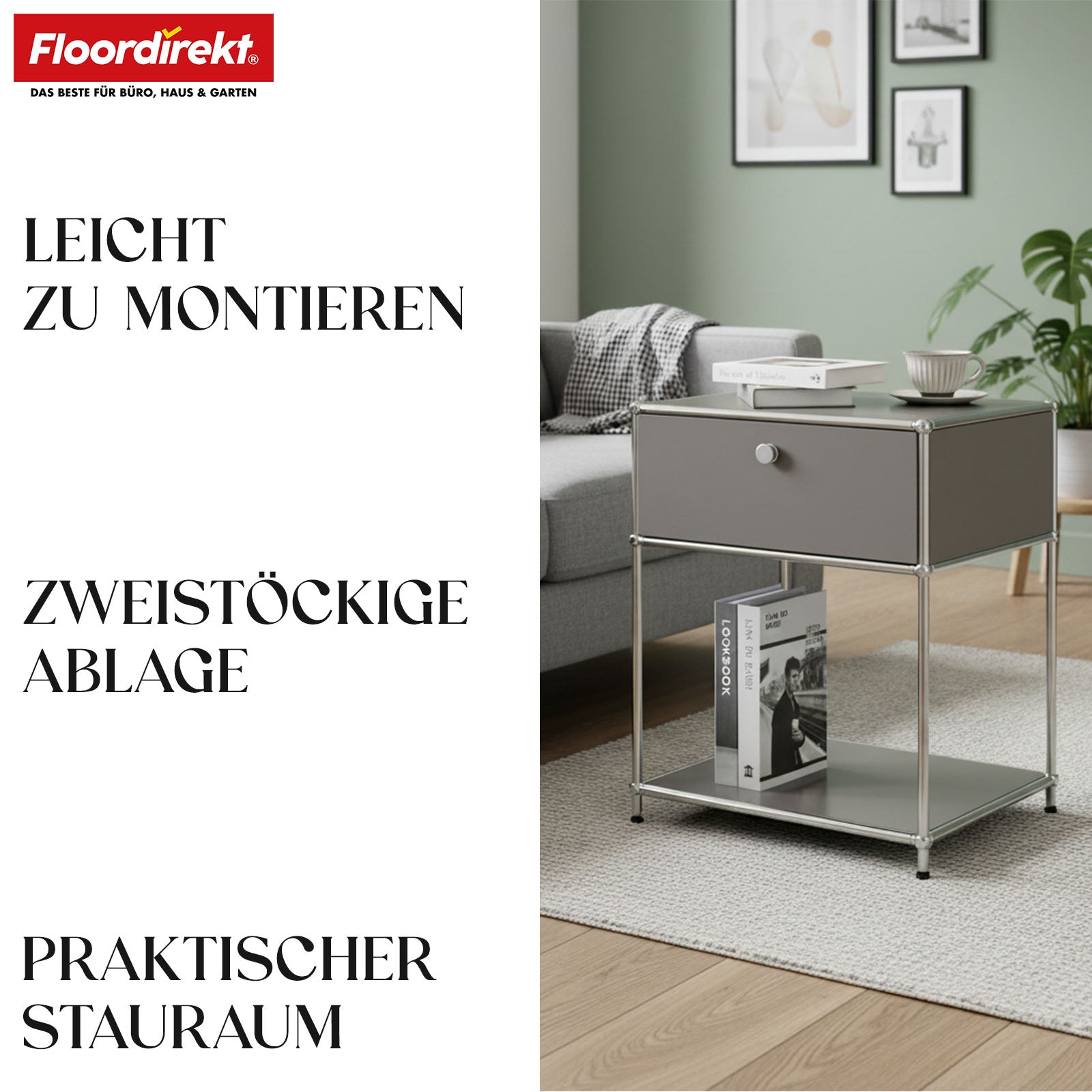 Étagère métallique | Concept Epure MK-139 | Étagère d'appoint et de rangement avec tiroir et tablettes | Disponible en plusieurs couleurs